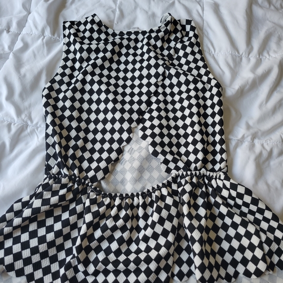 Checkered Peplum Top Small - Picture 2 of 4